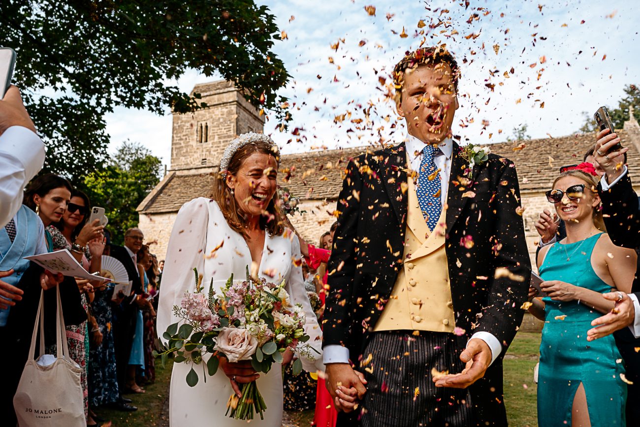 Confetti photo outside church in Bath
