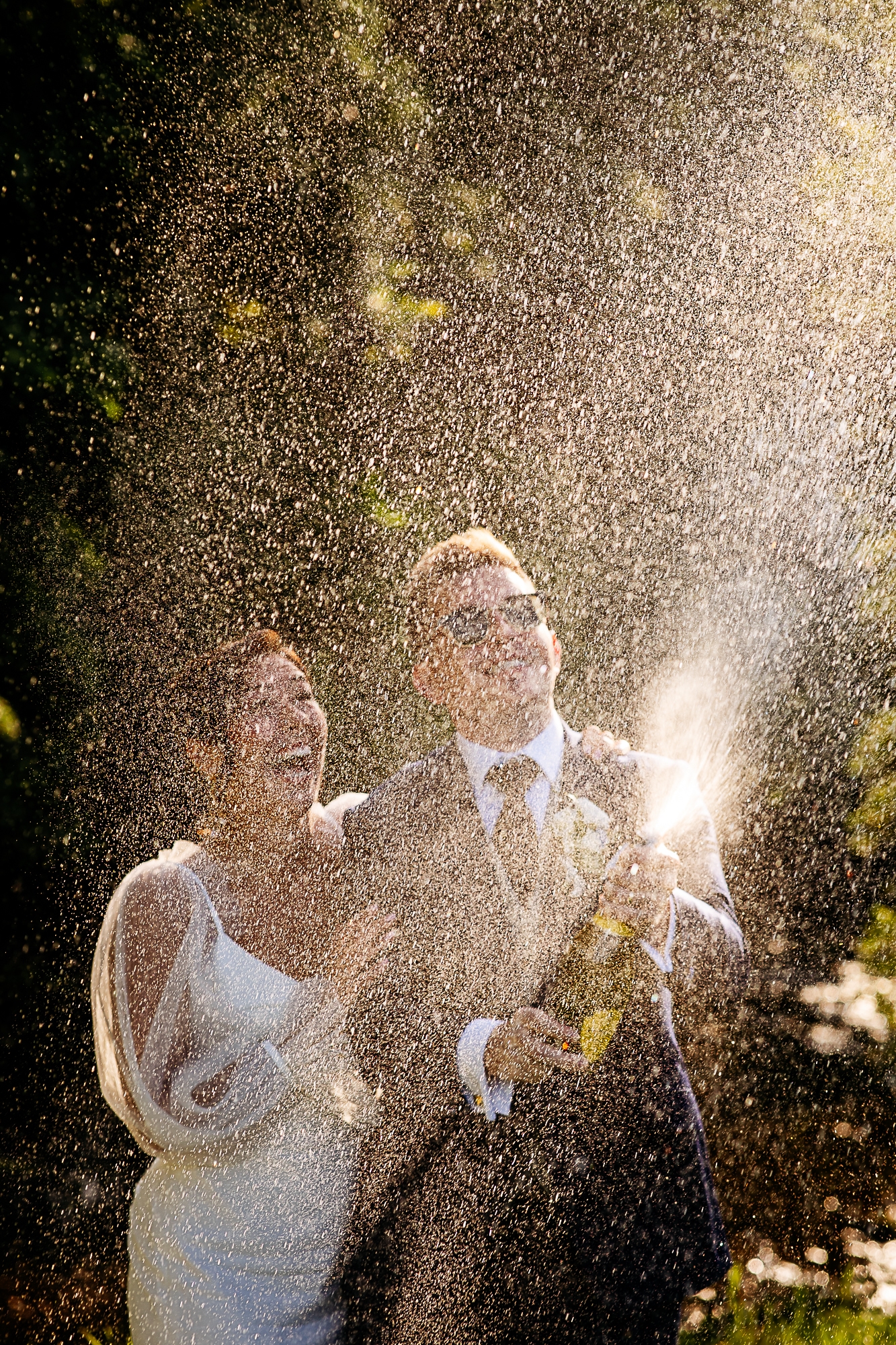 Champagne spray at Hidden River Barn Wedding 