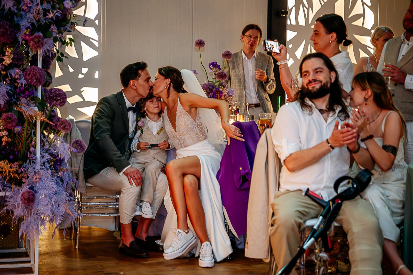 wedding bride and groom kiss