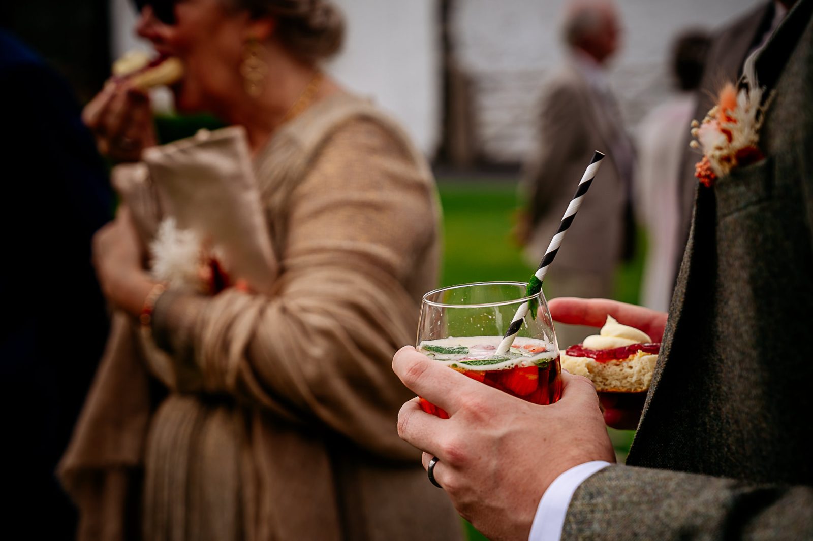guests and squones at Fairbank wedding barn