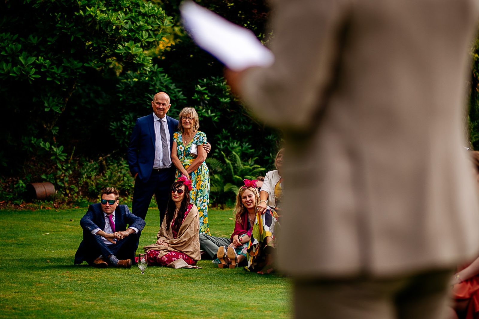 outdoor wedding speeches at Fairbank wedding barn