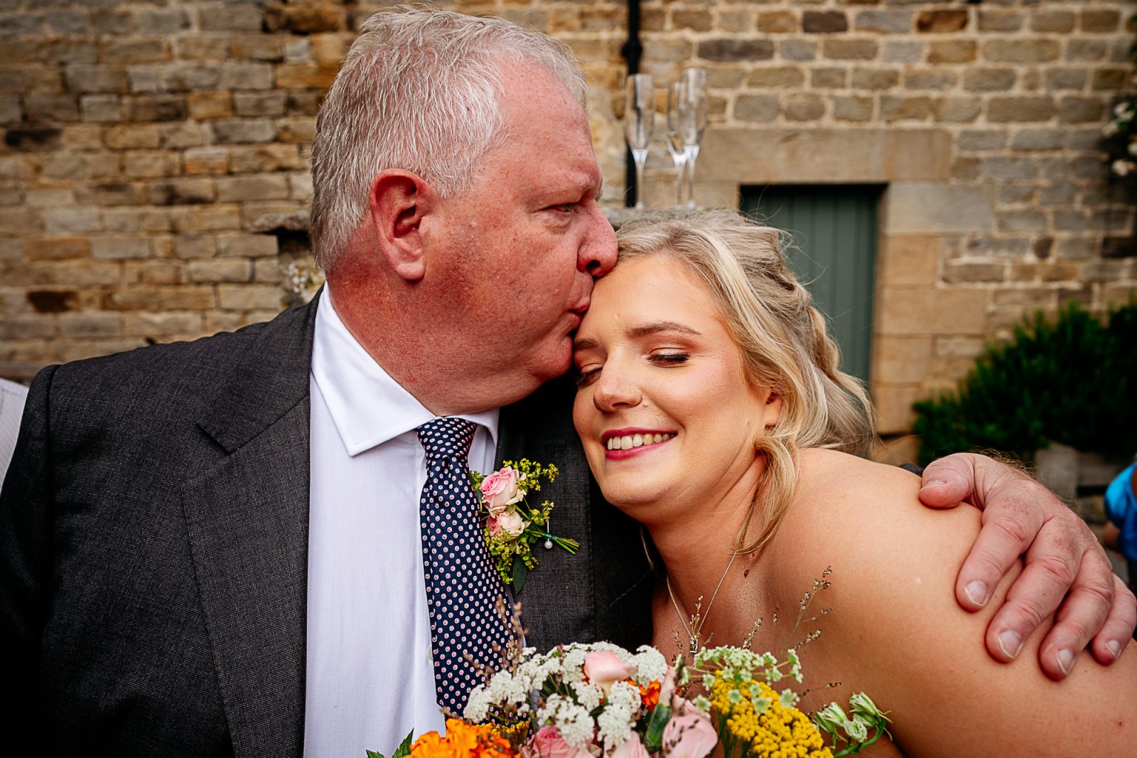Bride with dadat Healey Barn