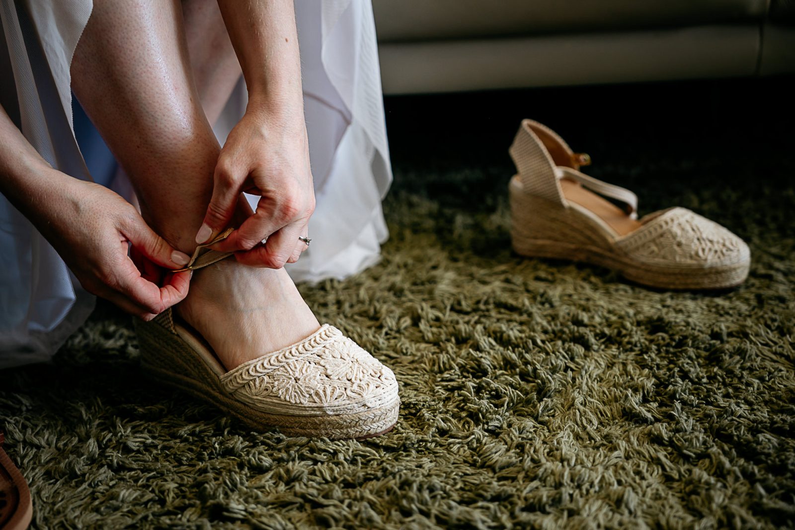 Bride getting ready at Bowland Tipis Wedding